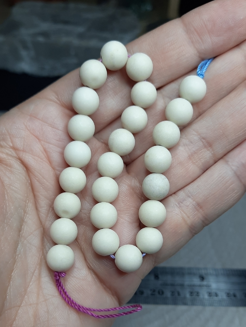 #6- 8mm Smooth Matte River Stone 8-Inch Bead Strand